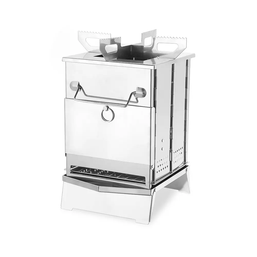 Camping Wood Stove, Folding Stainless Steel Portable Kitchen for Backpacking, Hiking, and Outdoor Survival Cooking