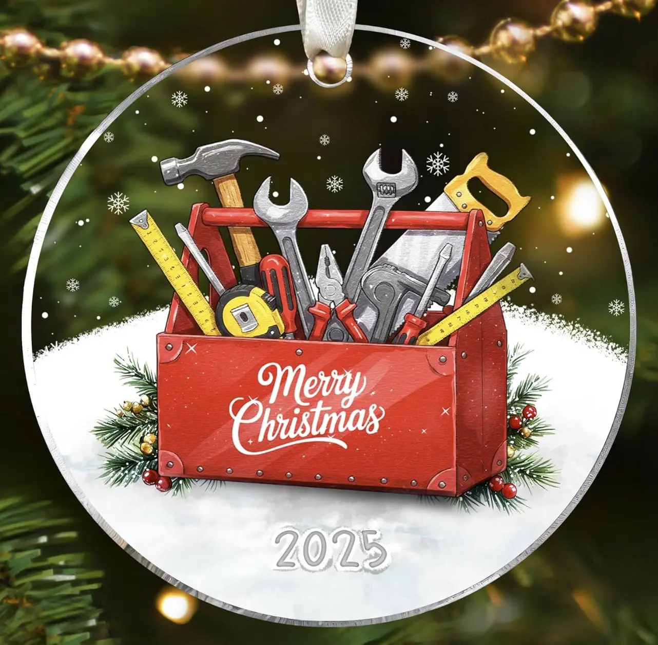 Tool Box Ornament - Handyman Gifts for Men, Mechanic Gifts - Handyman Christmas Ornaments, Mechanic Ornaments for Christmas Tree - Acrylic Ornament 2025