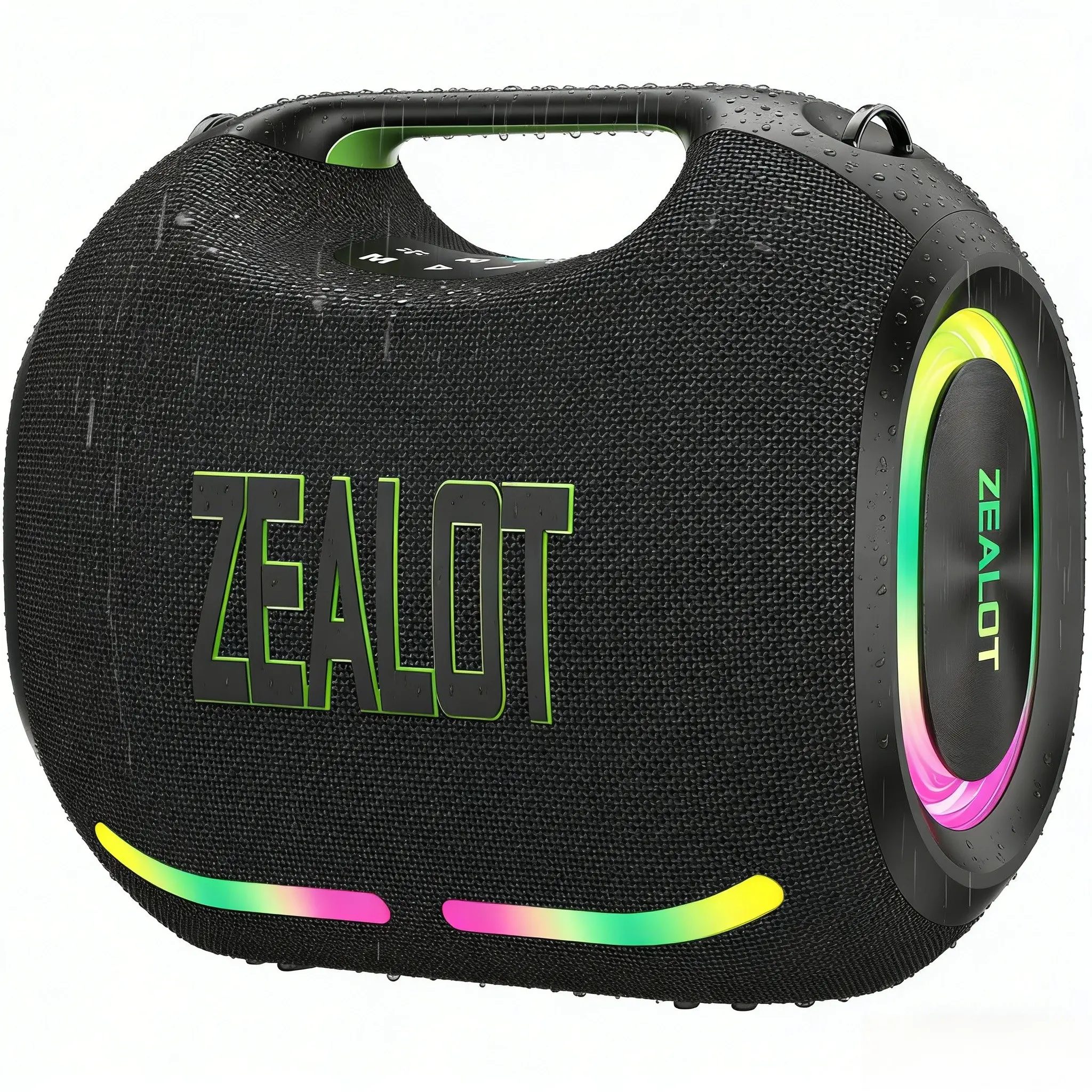 120W Wireless Bluetooth Speaker by ZEALOT, IPX7 Waterproof with Shocking Bass, 24000mAh Battery, RGB Dynamic Effects, Handheld & Shoulder Strap, DSP/PD/Power Bank/BT5.4, Perfect for Camping & Beach.