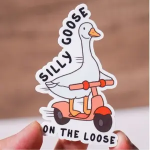 Silly Goose on the Loose Sticker  Funny Cute Animal Meme, Waterproof Vinyl Laptop Decal, Perfect Gift