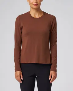 Structured Knit Long Sleeve Tee in Chestnut