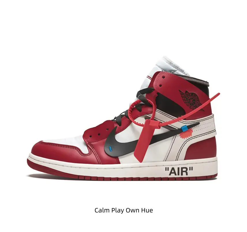 Vintage Deconstructed Two-Tone High Top Leather Trainers Red White Spliced Upper Shock Absorbing Cream Outsole Fashion Daily Walking Sneakers