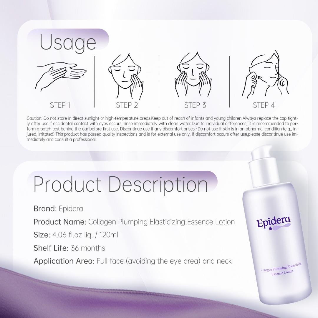 【Epidera】Advanced Collagen Plumping Essence Lotion: Deep Anti-Aging, Firming & Wrinkle Repair Skincare. Boosts Skin Elasticity & Hydration. Essential for Your Daily Self-Care & The Ultimate Anti-Wrinkle Gift for Elders, Family & Friends.
