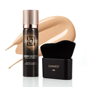 LUMINESS Airbrush Body Coverage with Self Tanner Brush - Tattoo Cover Up Makeup - Full Coverage Foundation for Face & Body - Water-Resistant, Long-Wear, Natural Radiant Finish (TikTok Exclusive)