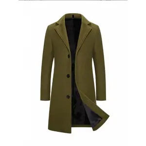 [Mexican Casual Trench Coat] 1pc Mexican Casual Trench Coat - Polyester Fiber, Solid Color, Regular Fit, Breathable Fabric, Button Closure, Pocket Detail - Spring/Autumn Fashion Outerwear