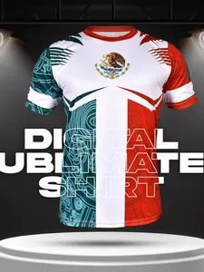 Aztec Style Football Jersey, Mexico Flag Color Unisex Training Top, Short Sleeve Loose Fit Long Clothing, Sporty All over Print