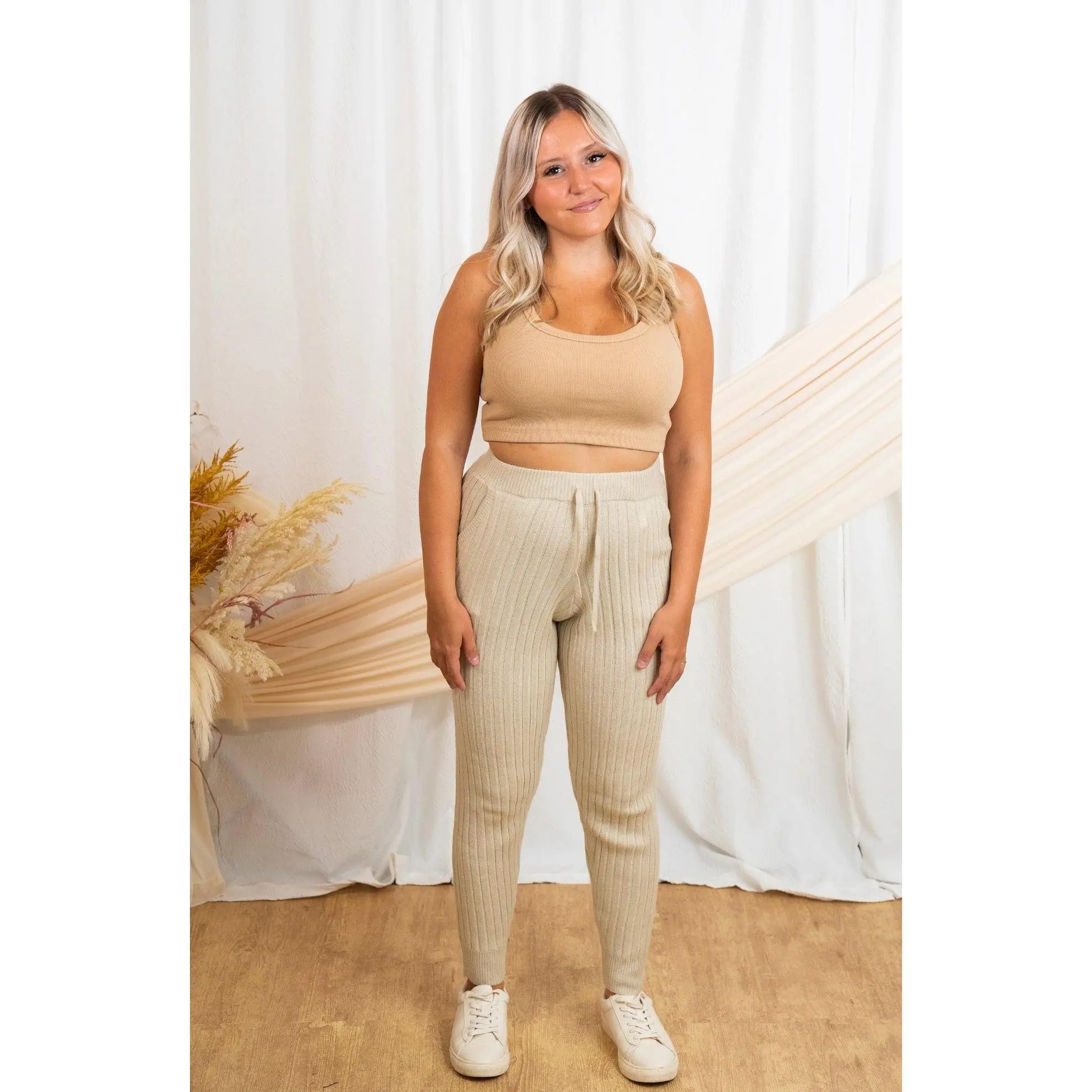 Ribbed Knit Jogger Pants