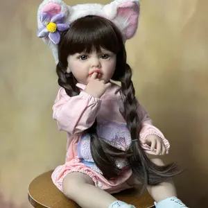 GUESSBELLY Realistic 55cm 22inch Doll Full Body Vinyl Reborn Baby Girl Princess Toddler Baby Newborn Alive Art Toy for Kids Christmas Gift