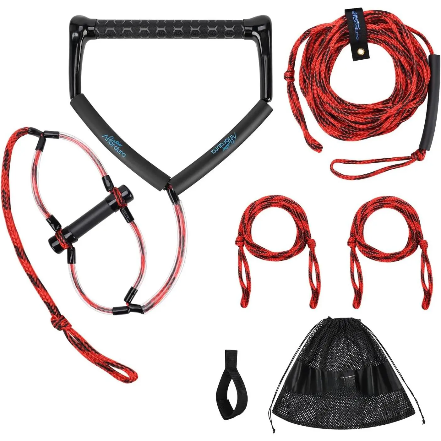 Wakeboard Rope 75  Water Ski Rope with Handle Ski Ropes for Watersports, Ski Tow Rope for Tubing 4 Sections Tube Tow Rope for Watersports, Storage Bag Included