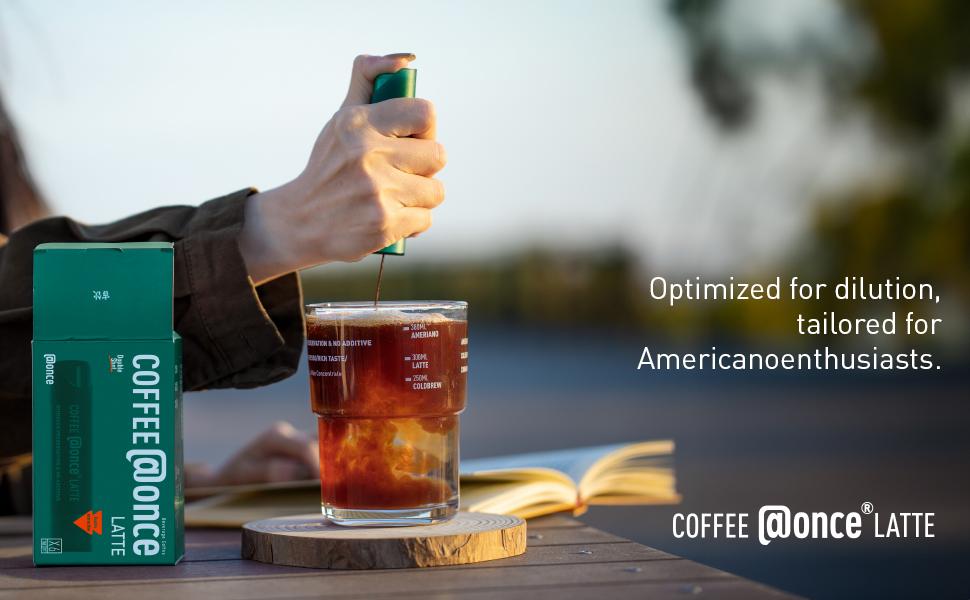 Coffee At Once Cold Brew Coffee Concentrate-latte,Perfect for Instant ice,Coffee Beverage,Perfect Gift for New Year’s Day,6 Tubes