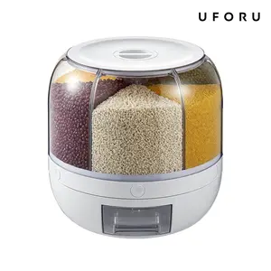 uforu Moisture-Proof Airtight Grain Dispenser with lid, Multi-Grid Large Capacity Grain Storage,Container Perfect for Rice, Grains, Cereals, Flour, Pet Food & Mini Candies,kitchen organization,food storage containe,food storage container#SummerWins