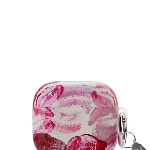 Kensington Limited Edition Collaboration AirPods Case - Fierce Chic Multicolor with Light White Background, Red-Pink Lipstick Kisses - Durable Lightweight Protection Casing, Shock-Absorbent, Scratch-Resistant - Women's Owned Small Business Gift