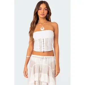 Lacey Linen Look Corset