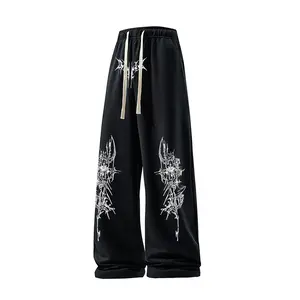 #SummerVibes 2026 New Spring and Autumn Simple Style Comfortable, Skin-friendly, Elegant and Exquisite Basic Printed Design Unisex Cotton-polyester Drawstring Casual Pants, Menswear, Loose