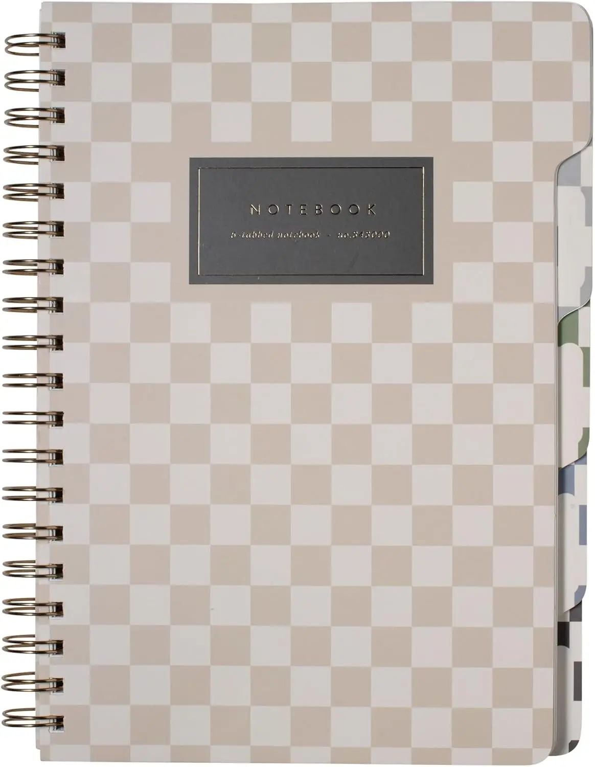Left Handed College Ruled Spiral Notebook Journal, 7.25"x10" Large Tab Notebook, Neutral Checks, Flexible Paperback Cover, 5-Subject Die-Cut Dividers, 180 Lined Pages, Multicolor Sketchbook, Left Handed Notebooks, College Ruled Notebooks