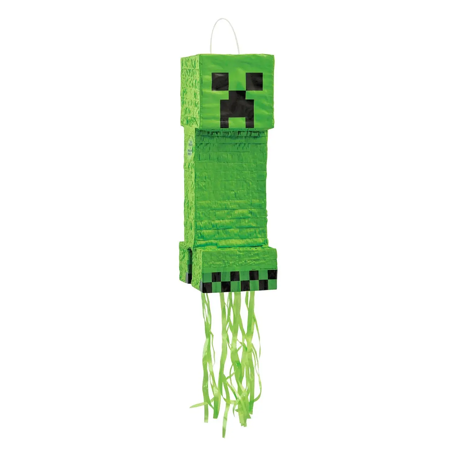 Minecraft® Creeper Pull-String Piñata, Creeper Design, 18" x 6 3/4" x 20 1/4", Birthday Party Decor with Hanger, Festive Party Supply
