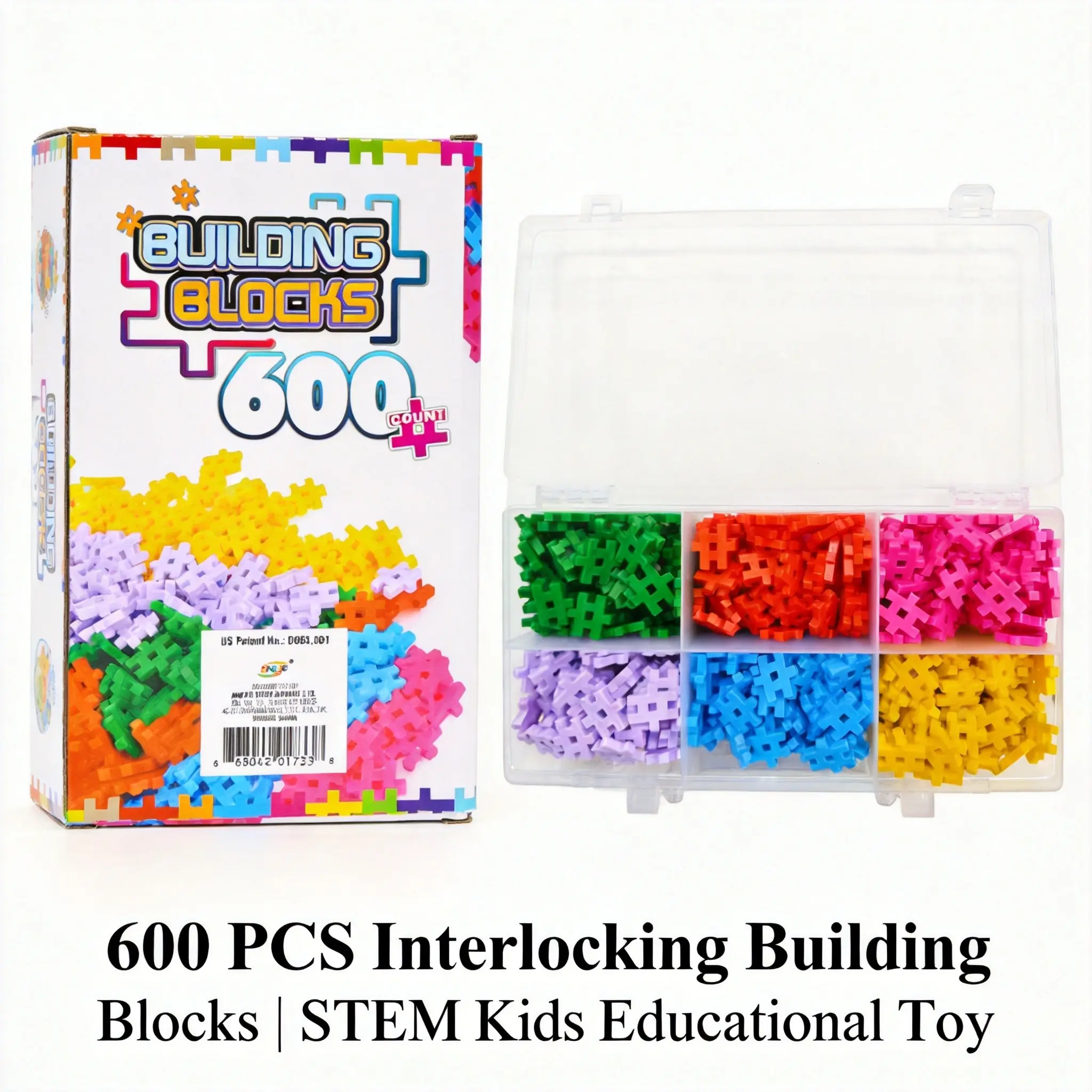 600-Piece Interlocking Building Blocks Set with Storage Case, Colorful 2D & 3D Creative Construction Toy for Kids Ages 3+,magnetic,Tiles,perfect,movie,light,office,easter,diy,gift