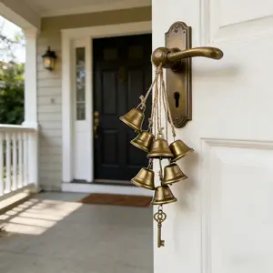 Witch Bell Door Handle Protection, Positive Energy Home Decor, Woven Bronze Wind Chime, Garden Hanging Ornament, Handmade Witch Bell, Weaving, Decoration