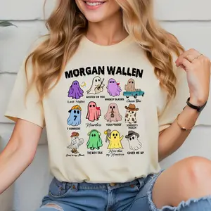 Morgan Wallens Ghost Halloween T-Shirt Album List Country Music Graphic Tee Tour Concert Merch Men Women Menswear