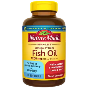 Burp-Less♦ Omega-3 From Fish Oil 1200 mg Softgels, One Per Day