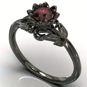 Fashion Cubic Zirconia Engagement/Wedding Ring with Silver Plated Flower Design for Women, Classic Retro Style, Perfect Gift Accessories