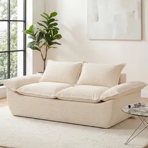 WINZOO Boneless Loveseat - 2-Seater  Compress Foam Sofa with Removable Cushions, 2 Pillows for Living Room, Apartments
