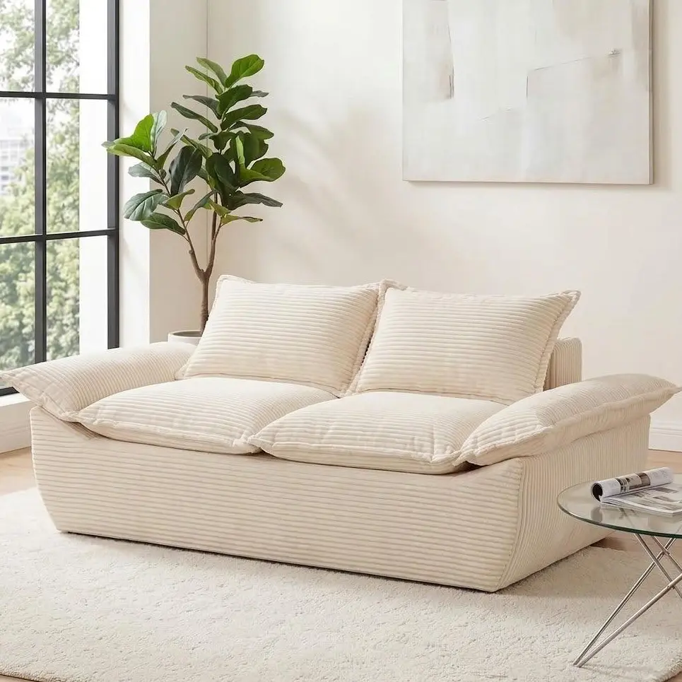 WINZOO Cloud Boneless Loveseat Sofa - 2-Seater Boneless Modular Couch with Compressed Foam, Removable Cushions, 2 Pillows for Apartments, Rental Spaces