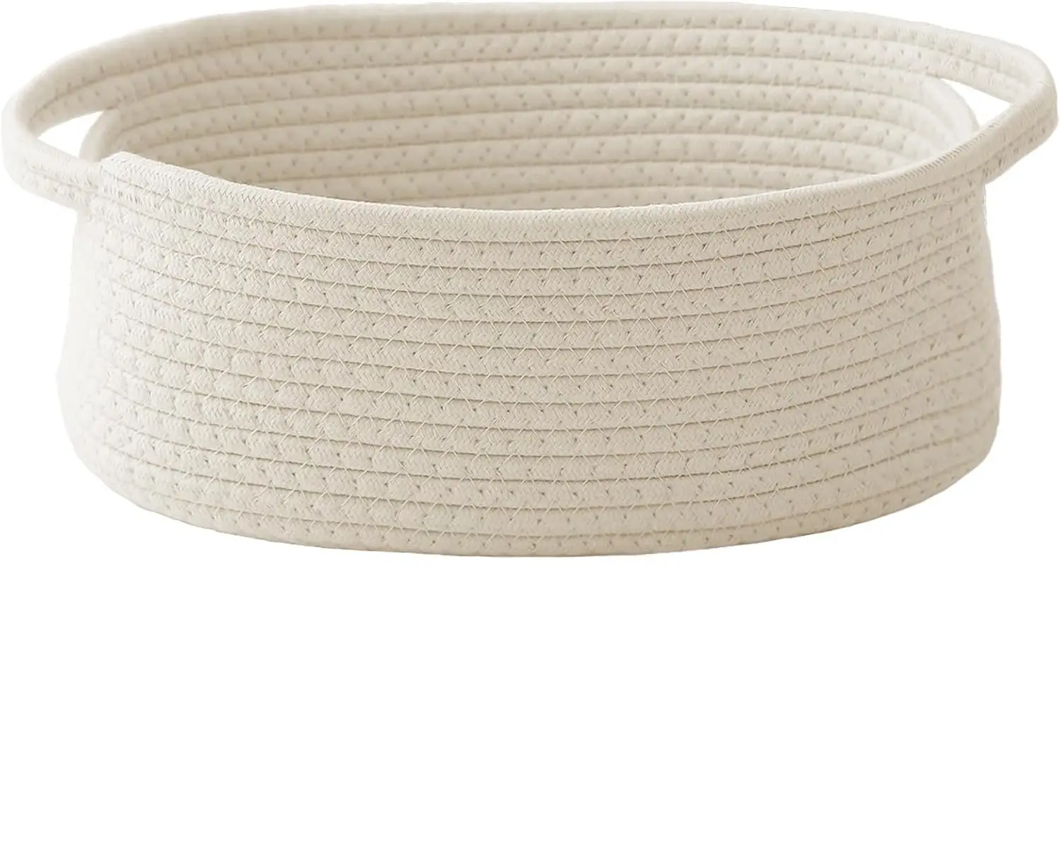 JMvicyroam Small Woven Basket, Empty Gift Basket, White/1 Pack | Small Gift Basket, Cotton Rope, 12 x 8 x 6 in, Handles, Includes Ribbon and Bag, Birthday Gift Basket