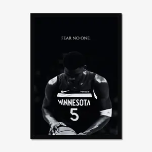 Fear No One Anthony Edwards Poster - AE5 Motivational Basketball Art - Modern Sports Wall Decor - Gift for Athletes [UNFRAMED]