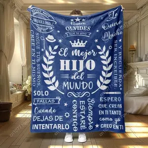 Modern Style Letter & Floral Print Flannel Blanket Multiple Sizes Soft Durable Warm for Home Office Bedroom Decor Adults Kids Perfect Gift