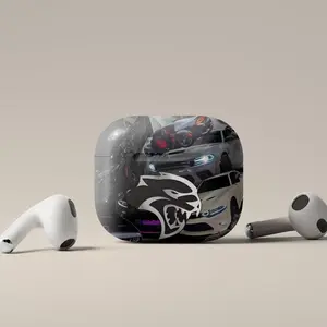 Dodge Charger "Hellcat" SRT Muscle Car AirPods Case | Aggressive Grey Mopar Collage | Shockproof Badcat Edition Cover for AirPods 1/2/3/4 & Pro