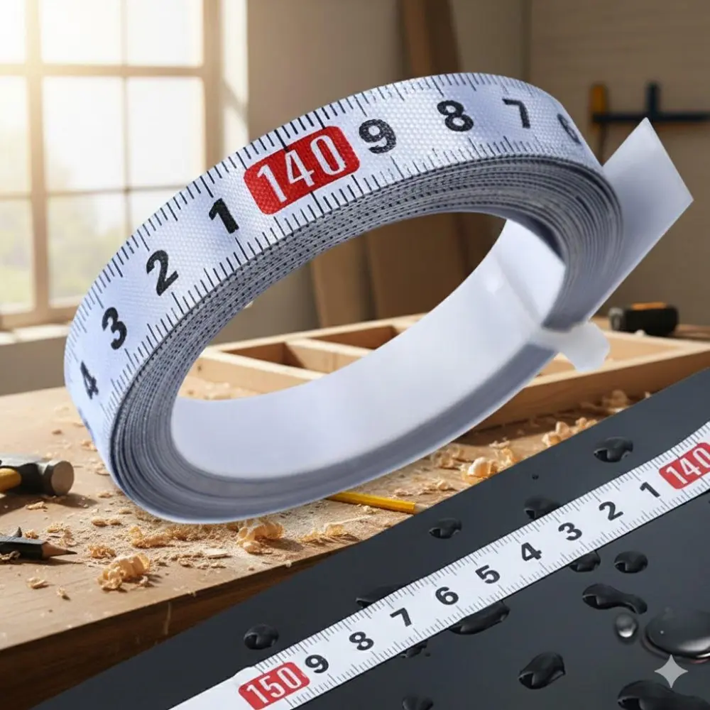 Stainless Steel Self-Adhesive Measuring Tape 5M, Laser Engraved Metric Scale, Double-Sided Nano Waterproof for Woodworking, Aluminum Cutting Table, Precision Calibration, Durable Anti-Slip Tool