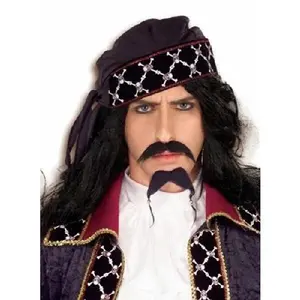Black Pirate Beard & Moustache Set - Costume Accessories - One Size
