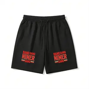 Men's "Bang Bang Niner Gang" Football Fan Shorts, Casual Streetwear Drawstring Sweat Shorts, Comfy Summer Game Day & Daily Wear for Guys