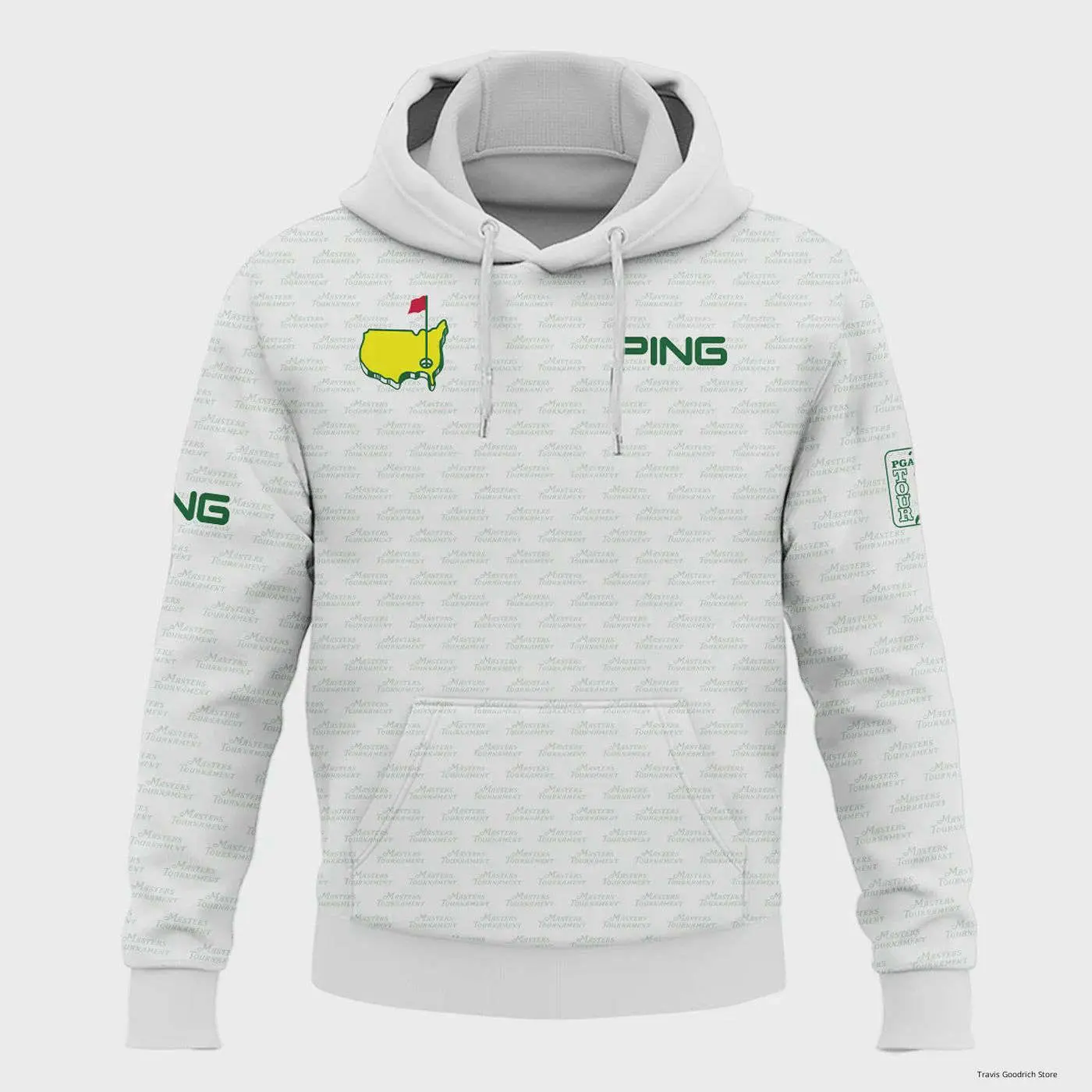 Masters Tournament Golf Ping Hoodie Shirt Logo Text Pattern White Green Golf Sports All Over Print Hoodie Shirt
