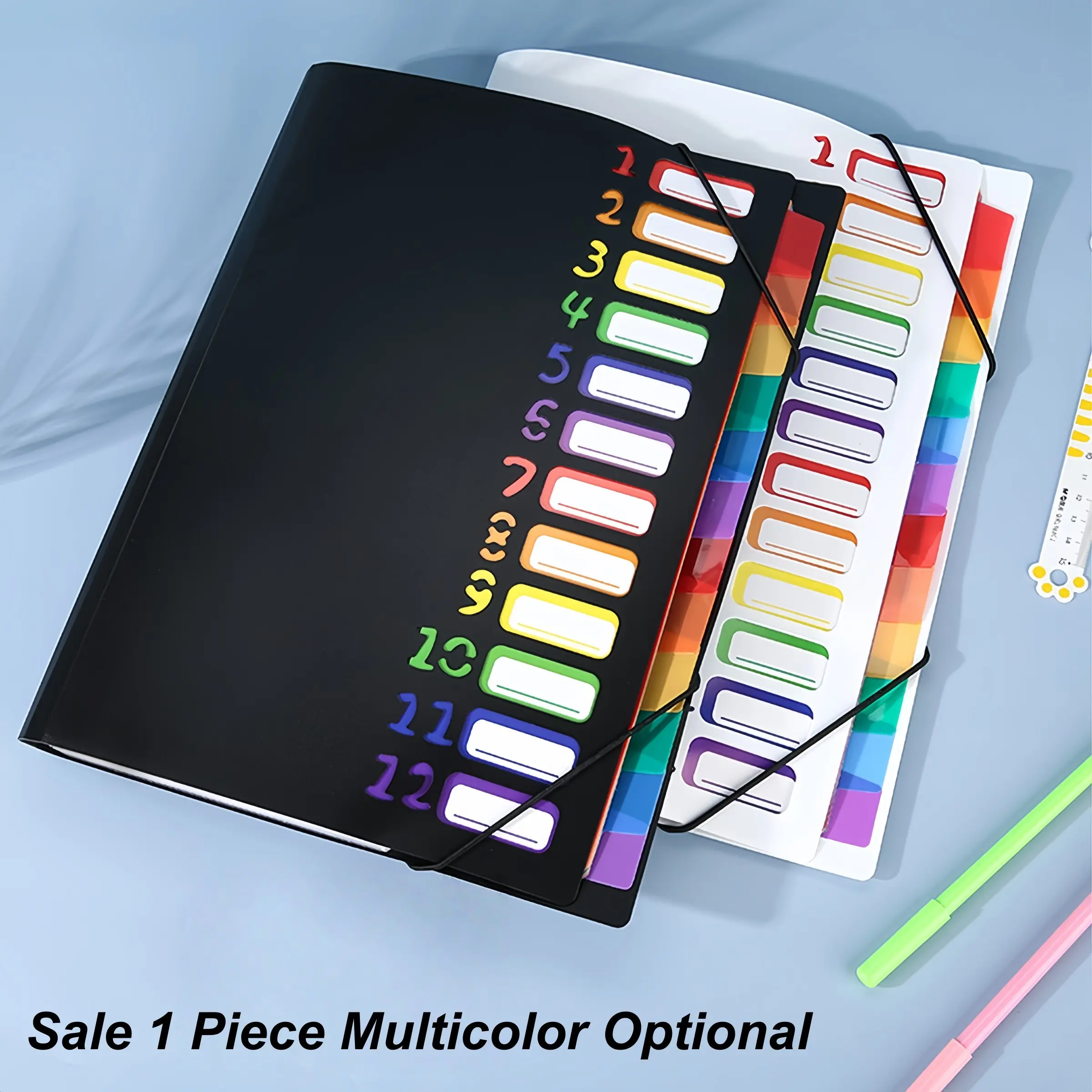1pcs Colorful A4 Folder with Monthly Dividers, Durable Plastic File Organizer, Sturdy Cover Calendar System, Ideal for School, Office, Home Use, Office Supplies, Files Organizer, Document Organizer, Paper Organizers, Folders for Documents