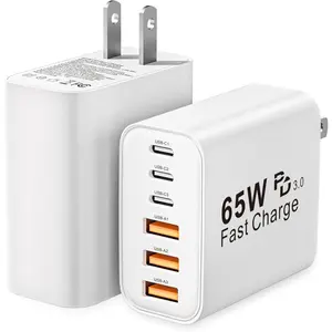 F-APT21  USB C Charger Block, 2-Pack 65W 6-Port USB C Wall Charger iPhone Charger Fast Charging PD Power Adapter+QC Wall Plug Multiport Type C Brick Chargers for iPhone 16 15 14 13 12 11 Pro Max XS,Samsung