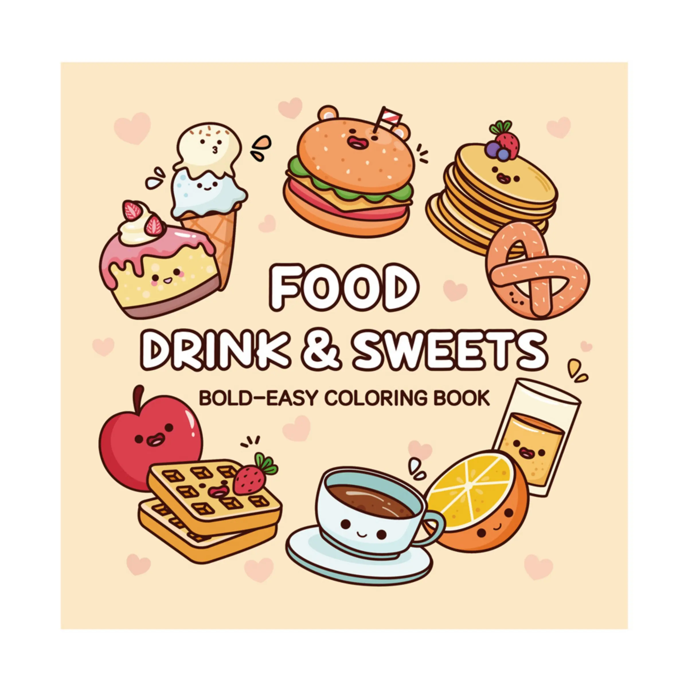 Premium Cute Coloring Notebook - Food, Drink & Sweets Themed, Multiple Patterns, Stress Relief Tool for Office Stationery Supplies