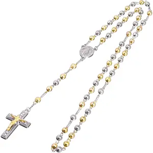 Rosary gold silver black rose gold tone Sergio Jesus Cross 28 "necklace HR 600