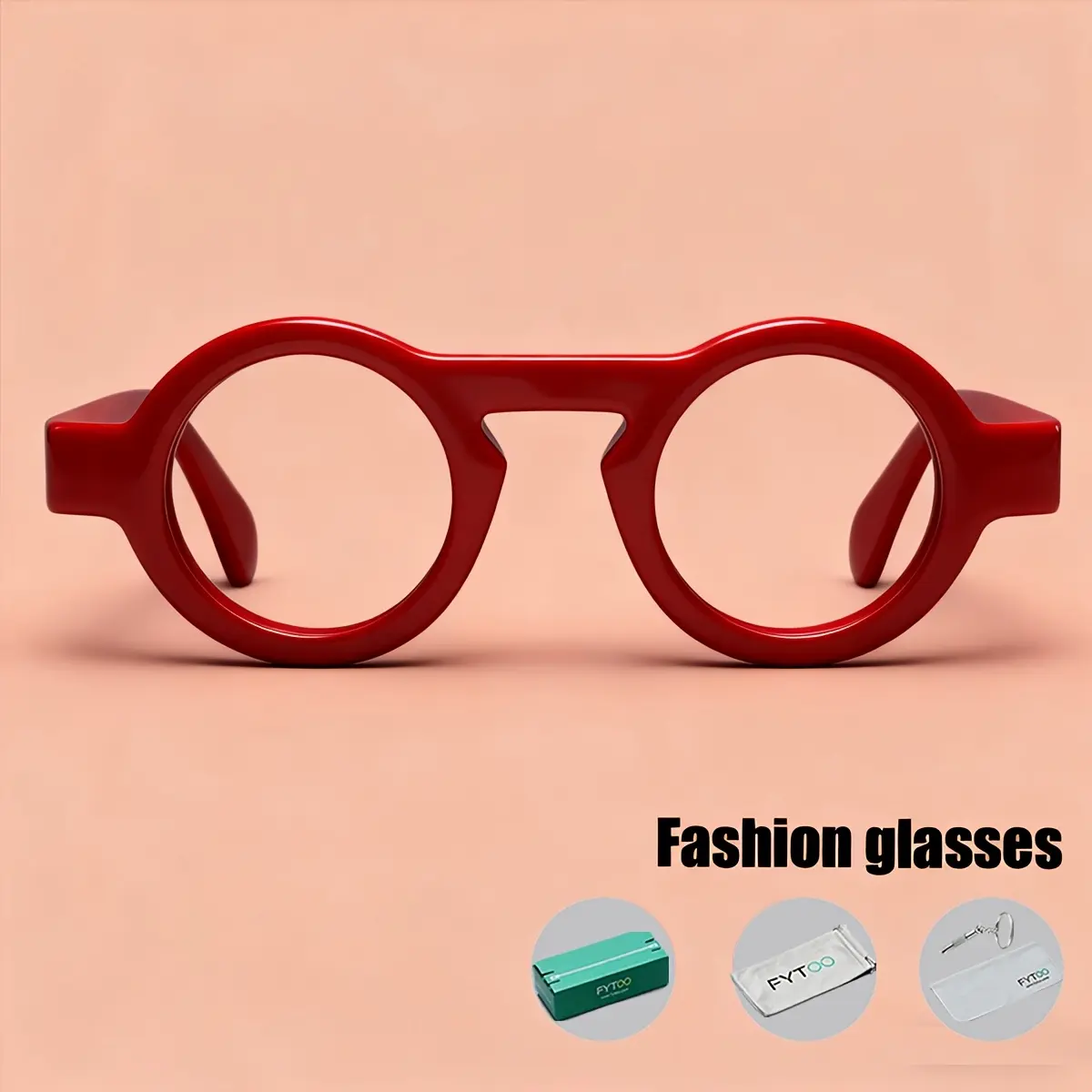 FYTOO 4pc Red Round Glasses Set | Buy 3 Get 1 Free 2025 Trendy Frames |  Feather-Light & Daily Unisex | Perfect Gift for Friends | Fashion Must-Have  FT882218-06H&K - TikTok Shop