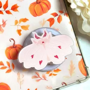 Pink Luna Moth Butterfly Phone Grip, Aesthetic Nature Phone Holder, Cute Pastel Insect Pop Socket, Trendy Phone Stand for Phone & Kindle Gift