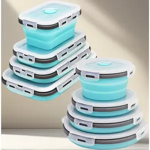8 Collapsible Silicone Food Storage Containers, Foldable Bowls for Camping, Travel & RV