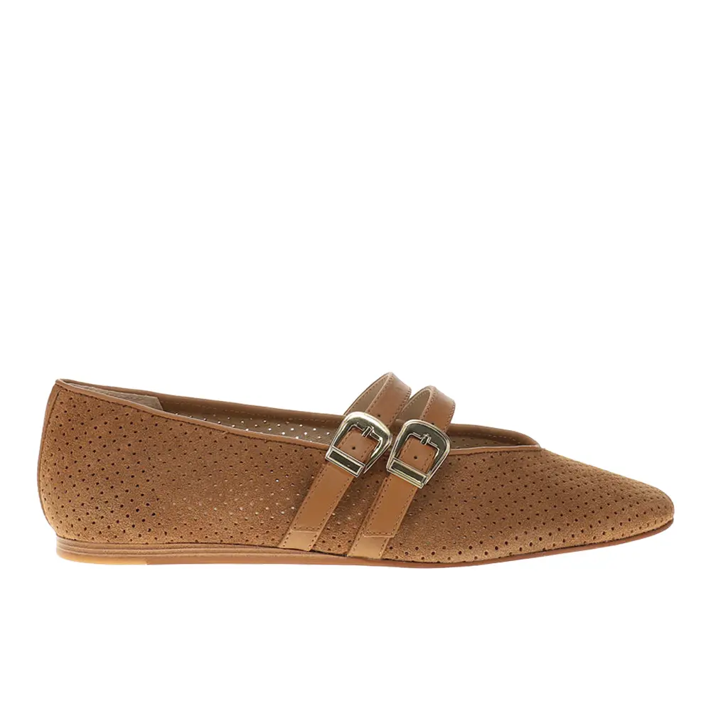 Dolce Vita Womens Baylee Perforated Mary Jane Ballet Flats Casual - Brown