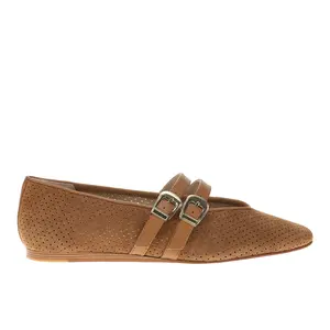 Dolce Vita Womens Baylee Perforated Mary Jane Ballet Flats Casual - Brown
