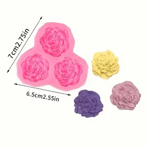 1pc/2pcs/3pcs 3D mini peony silicone mold, suitable for DIY candles, resin art, and gypsum crafts - exquisite petal design, no need for electricity, perfect gift for Mother's Day, birthdays, and weddings, silicone candle mold