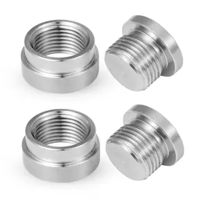 O2 Oxygen Sensor Bung and Plug 304 Stainless M18-1.5,Oxygen Sensor Bung Stepped Style with Plug, Suppied by (2, Silver, M18 X 1.5)