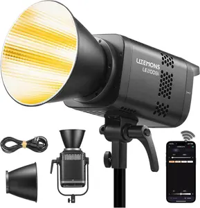 Godox LE200Bi Bi-Color LED Light, 220W GODOX Light All Metal Body,CRI/TLCI98+, CCT 2800K-6500K/11 FX Effects/Bowens Mount/Whisper-Quiet Fan, App/DMX/NFC/CRMX Control, for Video, Streaming & Studio