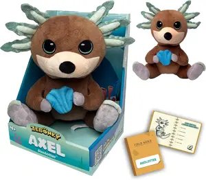 Zebonky Axel Axolotter – 12” Soft & Cuddly Plush Axolotl and Otter Hybrid Animal for Kids – Collectible Stuffed Animal with Character Field Guide – Snuggly Companion That Builds Imagination & Empathy
