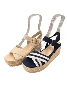 WOMENS WOVEN PLATFORM WEDGE WITH CANVAS ELASTIC BANDS OLEANA-102