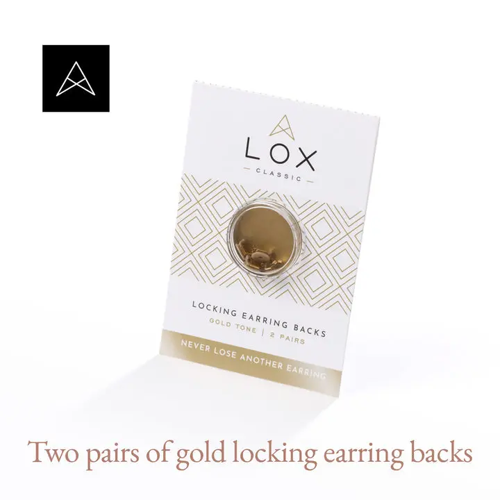 Classic Unisex Locking Earring Backs - 2 Pairs, Silver and Gold English Posts, for Everyday Wear, Locking Backs